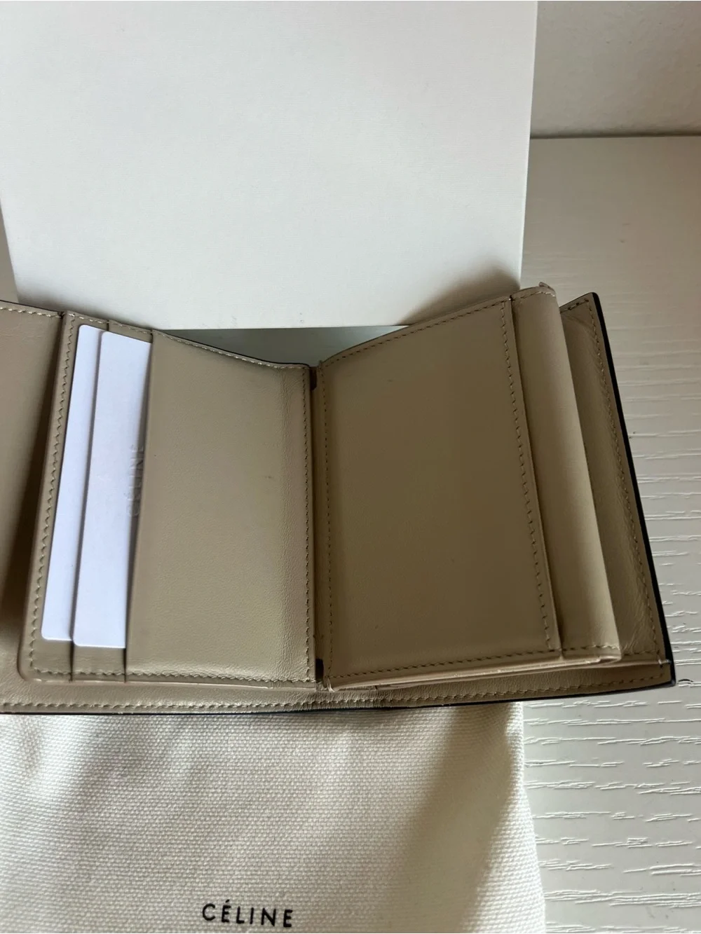 Celine Black Pebbled Leather Compact Wallet - Picture 6 of 13